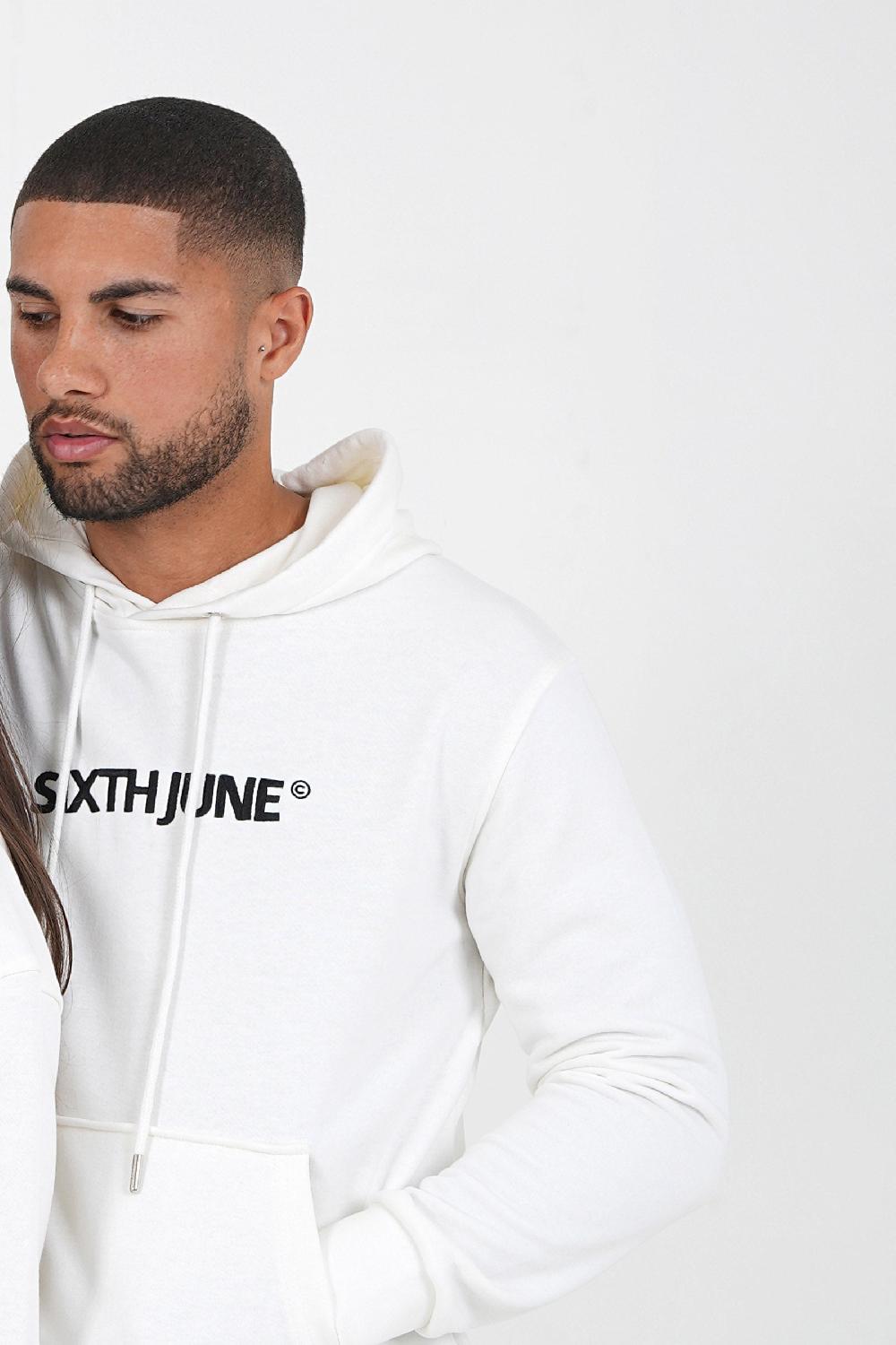 Sixth June Sweatshirt Capuche Logo Brodé Blanc