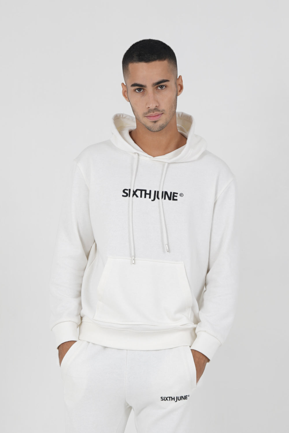 sixth june Sweatshirt capuche logo brodé Blanc