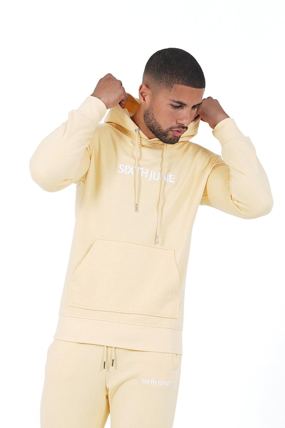 sixth june Sweatshirt capuche logo brodé Jaune