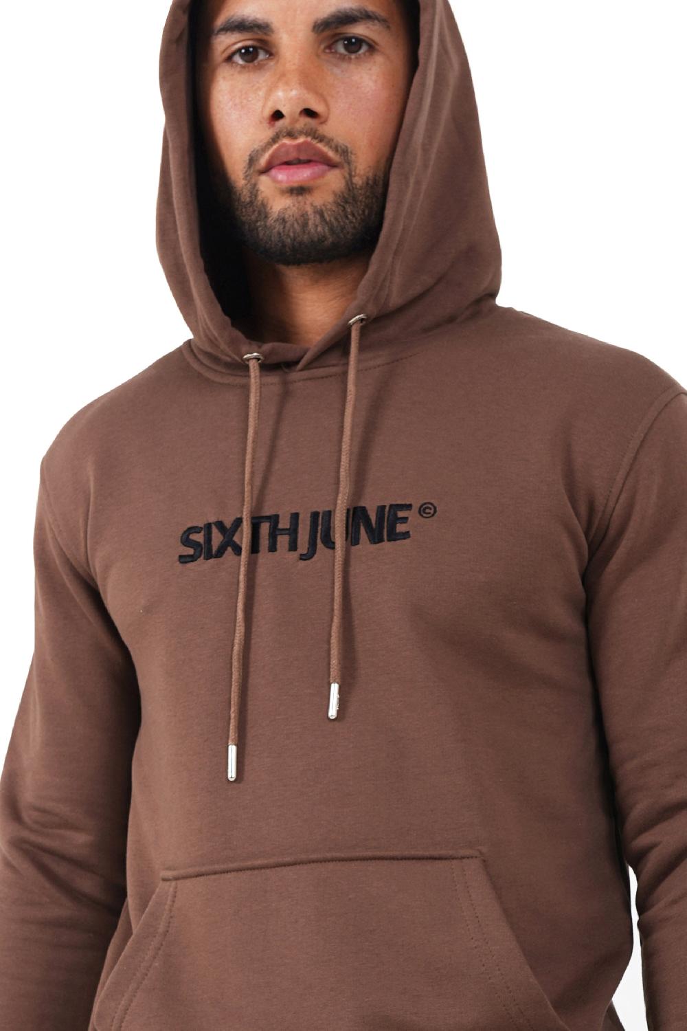 Sixth June Sweatshirt Capuche Logo Brodé Marron