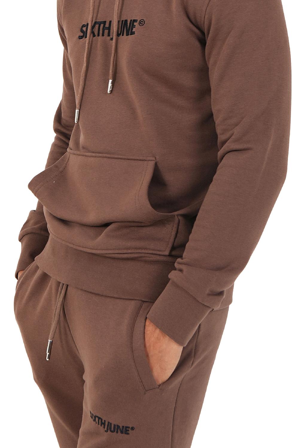 Sixth June Sweatshirt Capuche Logo Brodé Marron