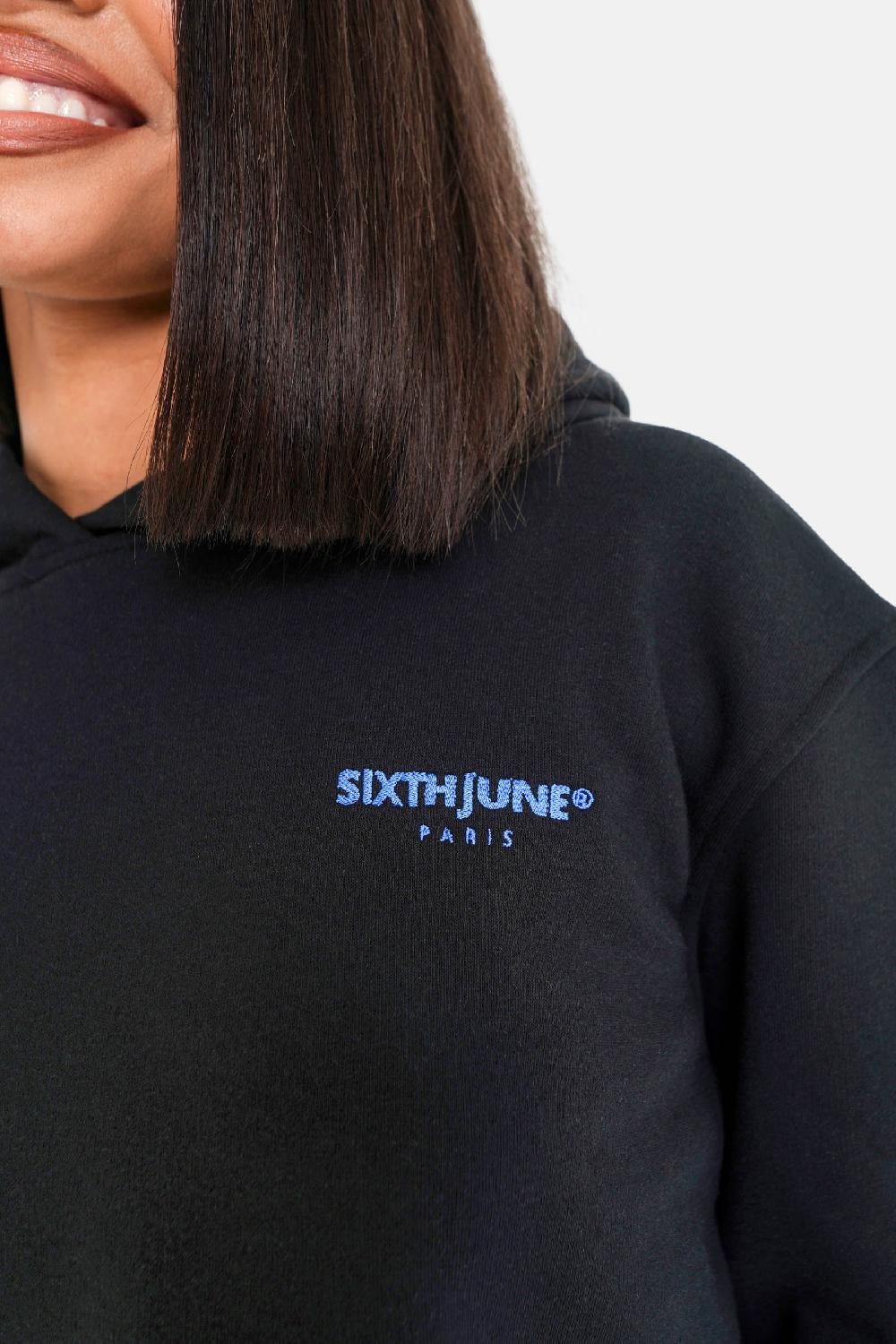 Sixth June Sweatshirt Capuche Logo Brodé Noir