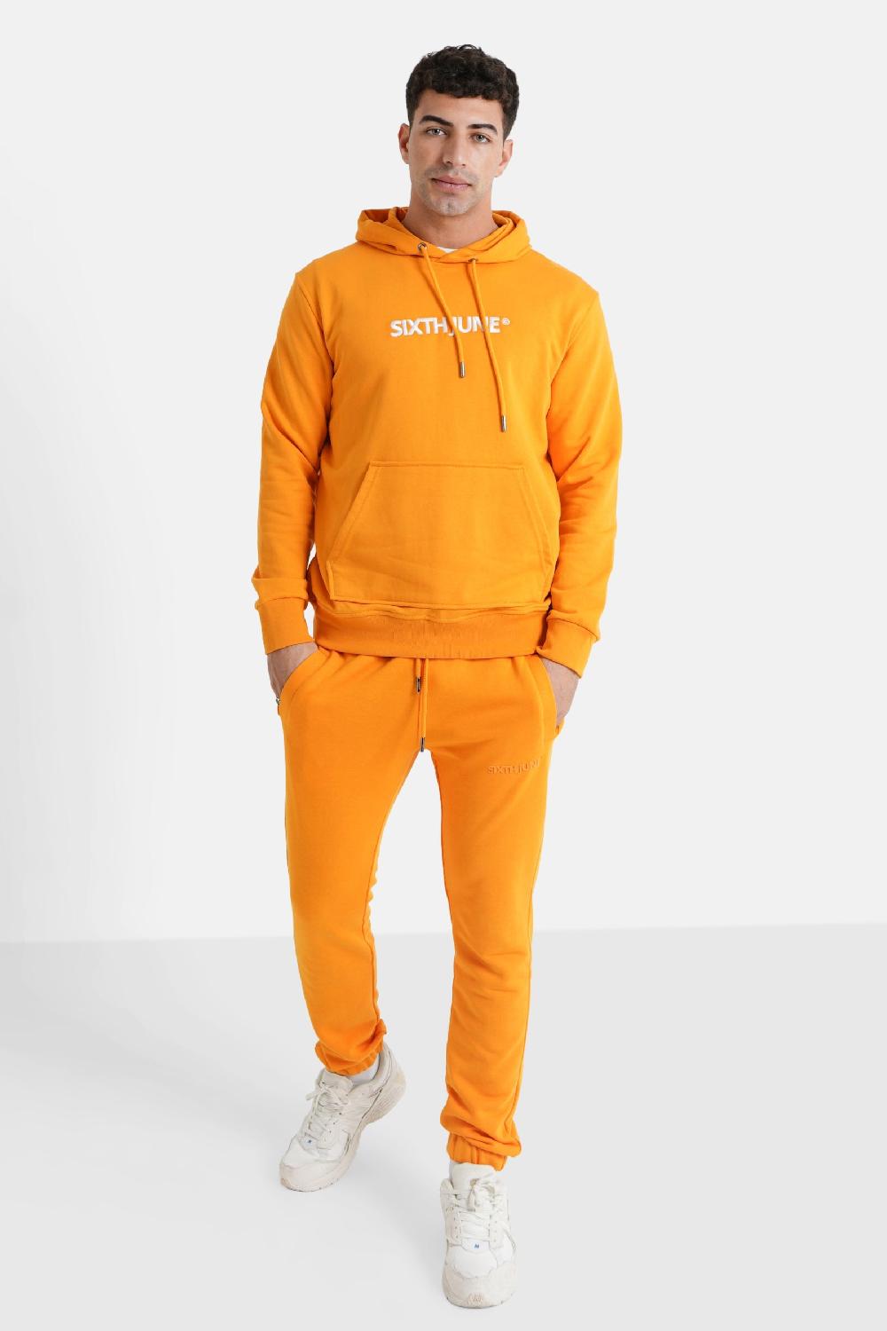 Sixth June Sweatshirt Capuche Logo Brodé Orange