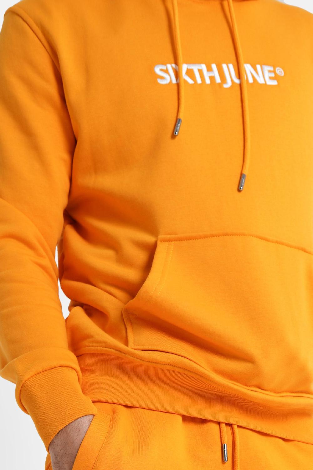 Sixth June Sweatshirt Capuche Logo Brodé Orange