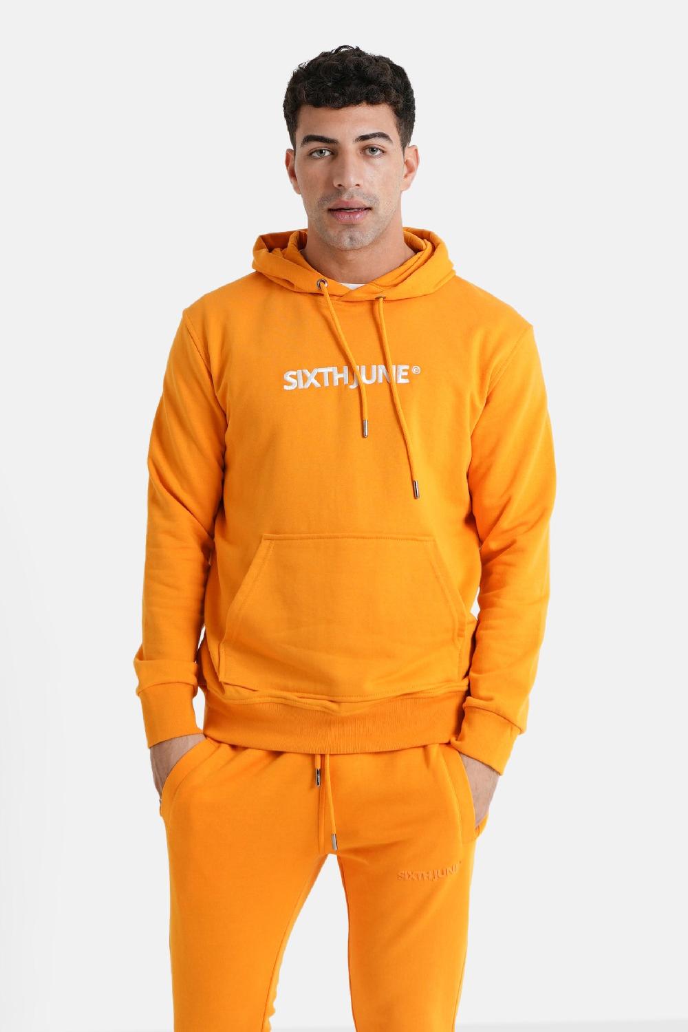 sixth june Sweatshirt capuche logo brodé Orange