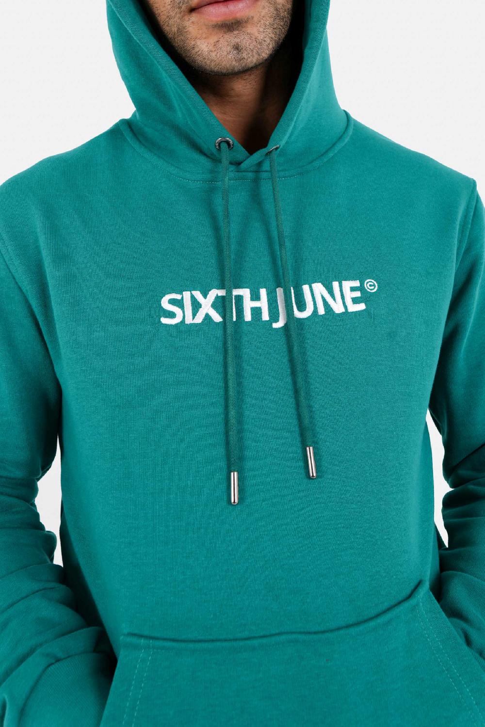 Sixth June Sweatshirt Capuche Logo Brodé Vert
