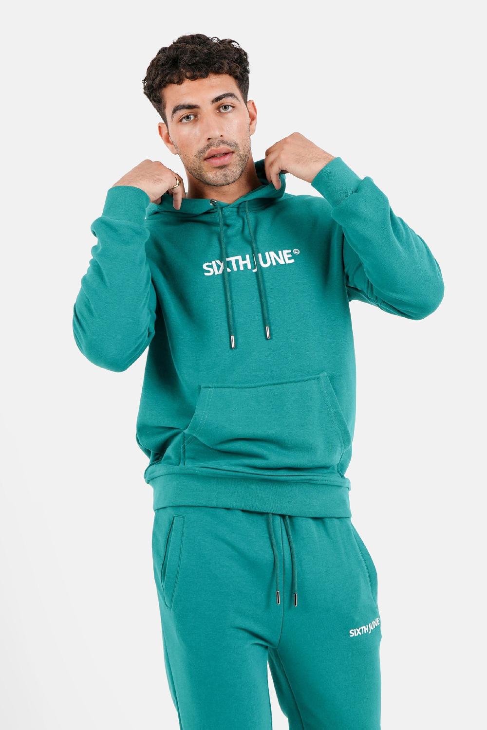 sixth june Sweatshirt capuche logo brodé Vert