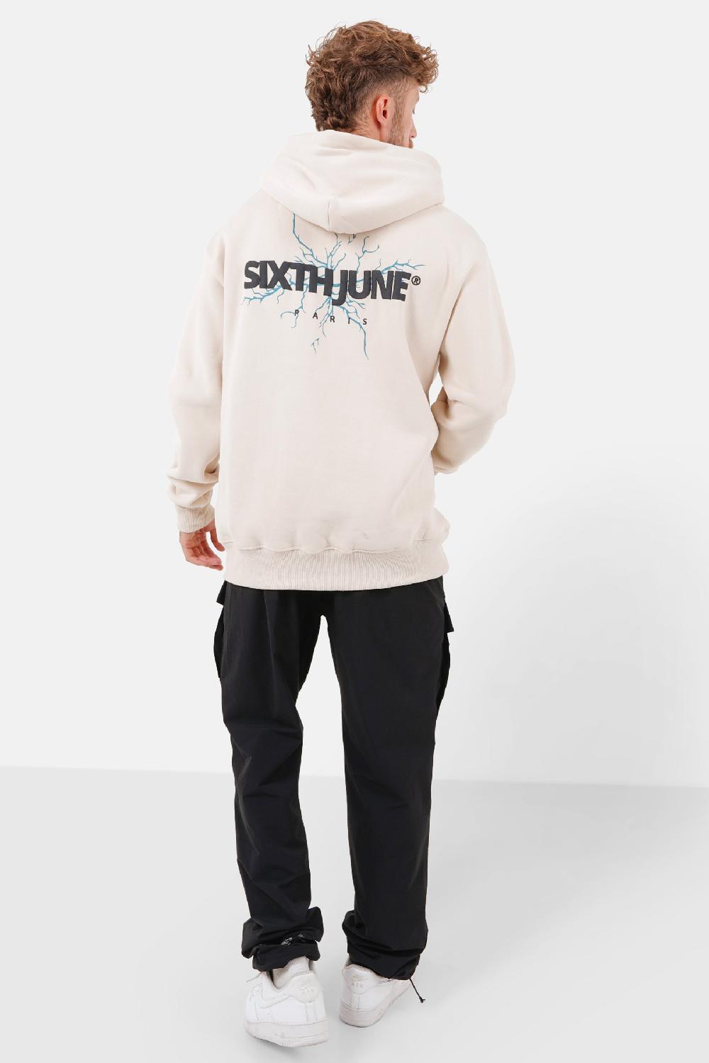 Sixth June Sweatshirt Capuche Logo éclair Beige