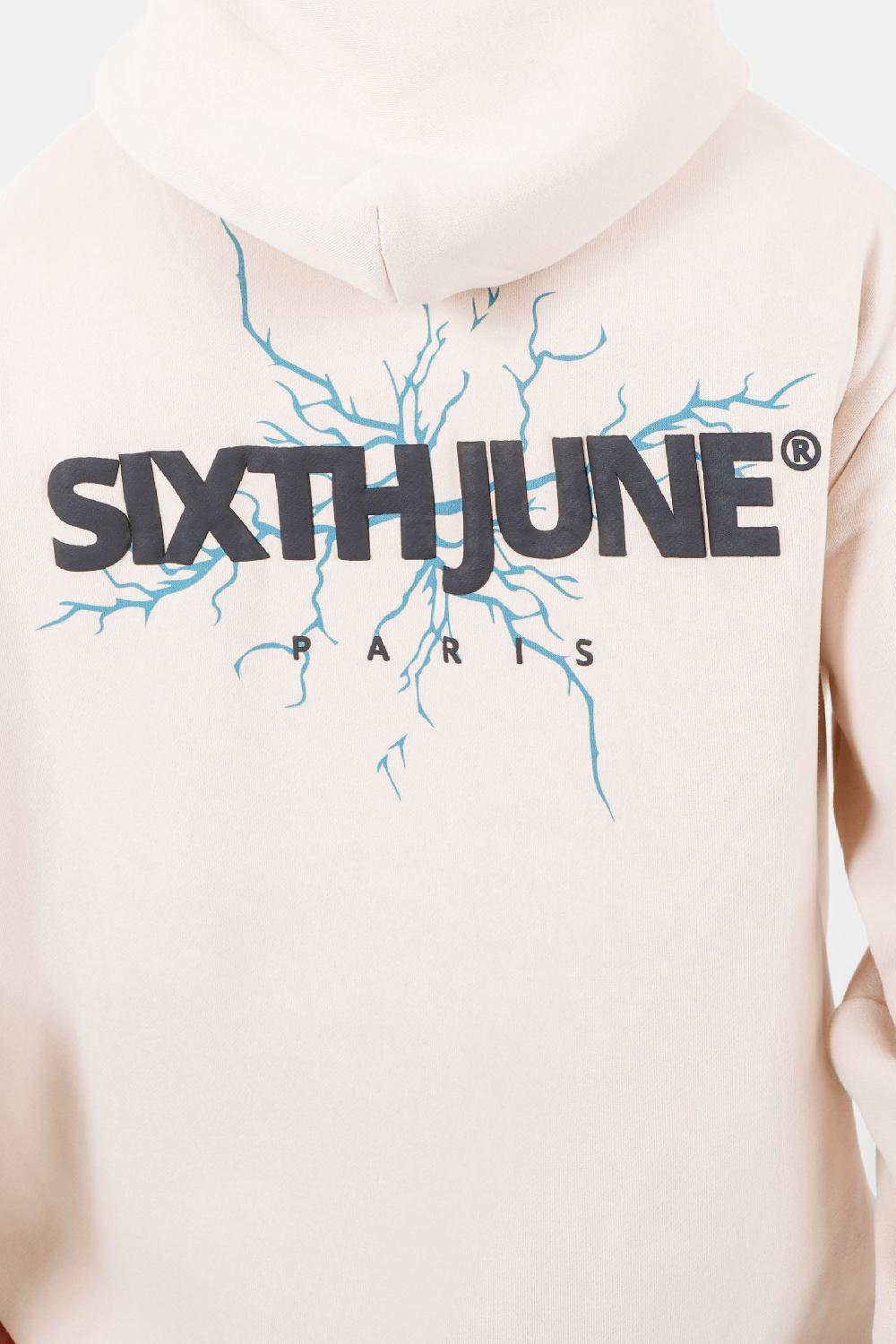 Sixth June Sweatshirt Capuche Logo éclair Beige