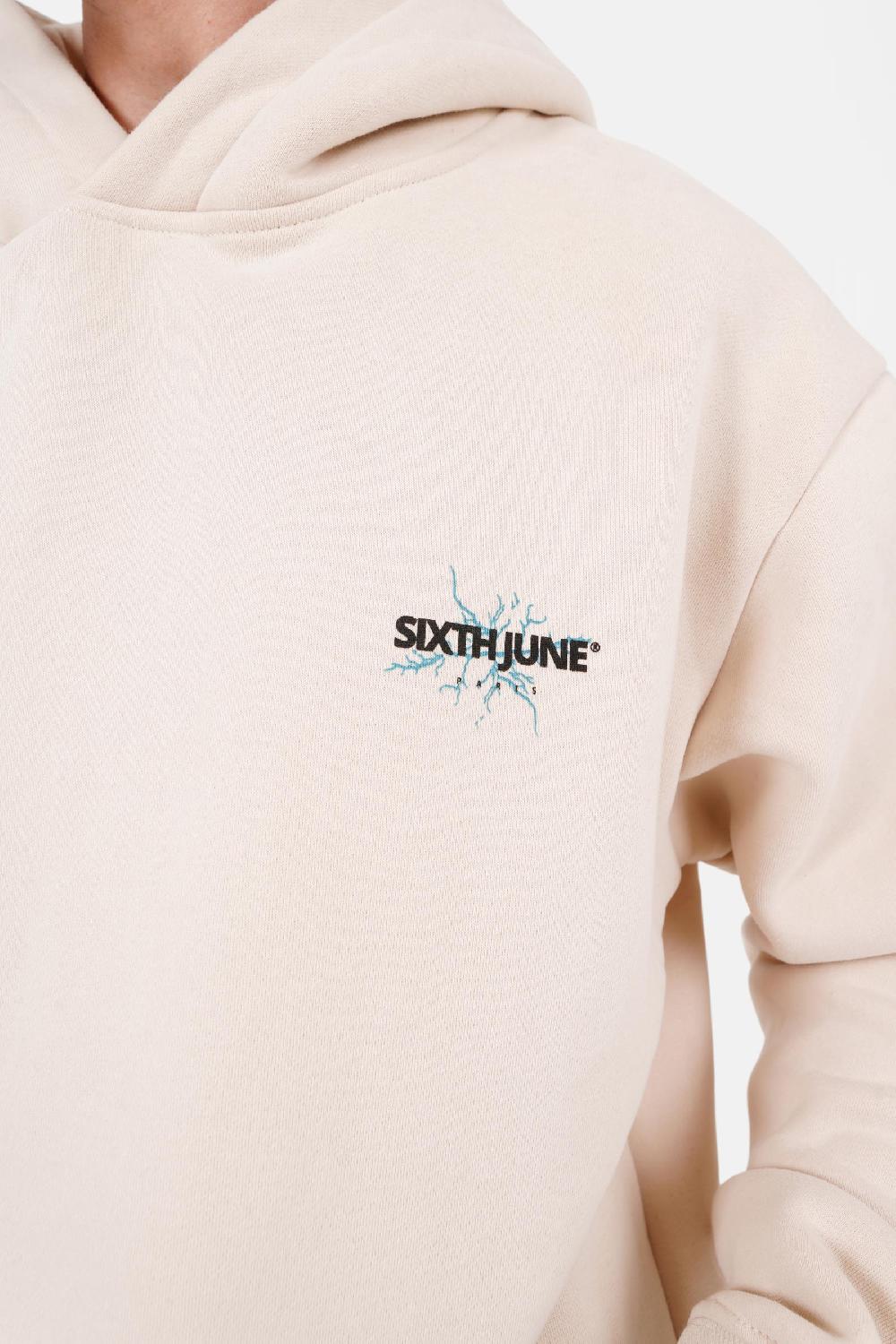 Sixth June Sweatshirt Capuche Logo éclair Beige