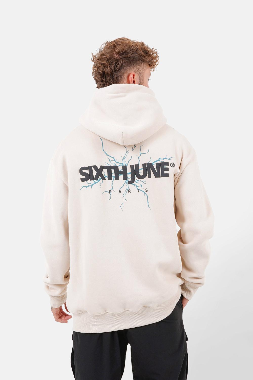 sixth june Sweatshirt capuche logo éclair Beige