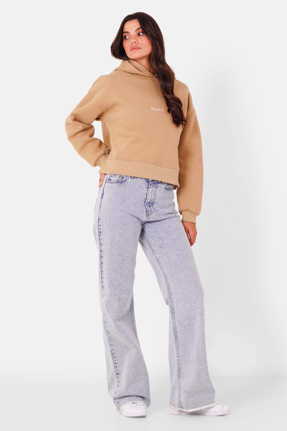 Sixth June Sweatshirt Capuche Logo Gothique Beige