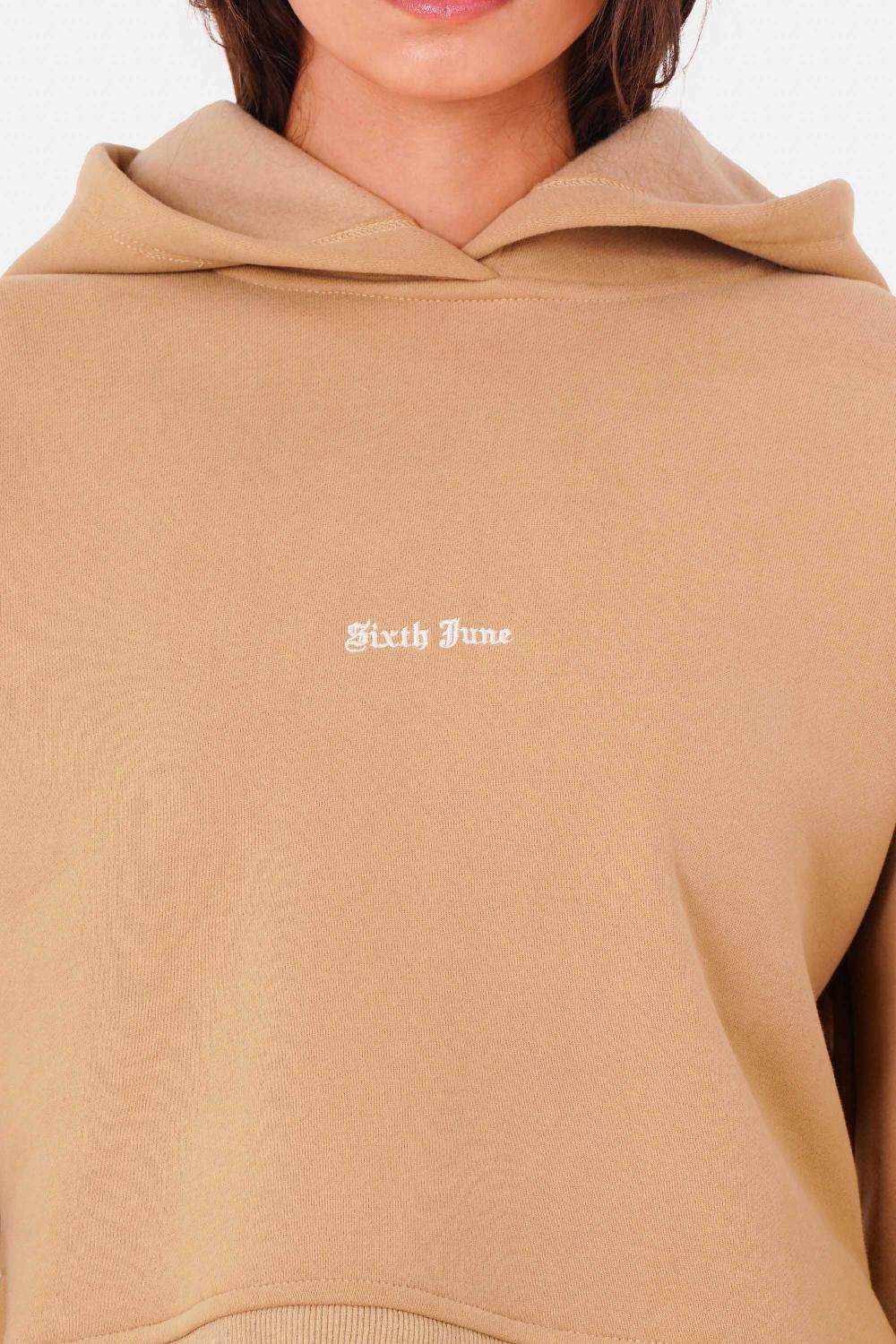 Sixth June Sweatshirt Capuche Logo Gothique Beige