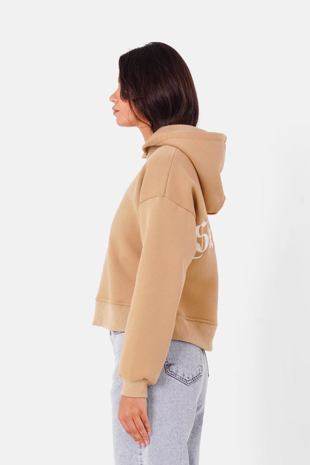Sixth June Sweatshirt Capuche Logo Gothique Beige