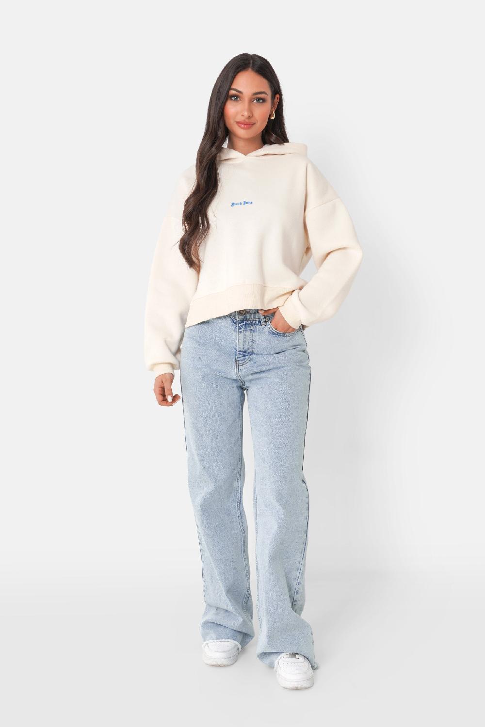 Sixth June Sweatshirt Capuche Logo Gothique Beige