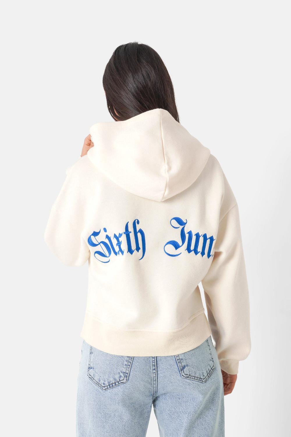 sixth june Sweatshirt capuche logo gothique Beige