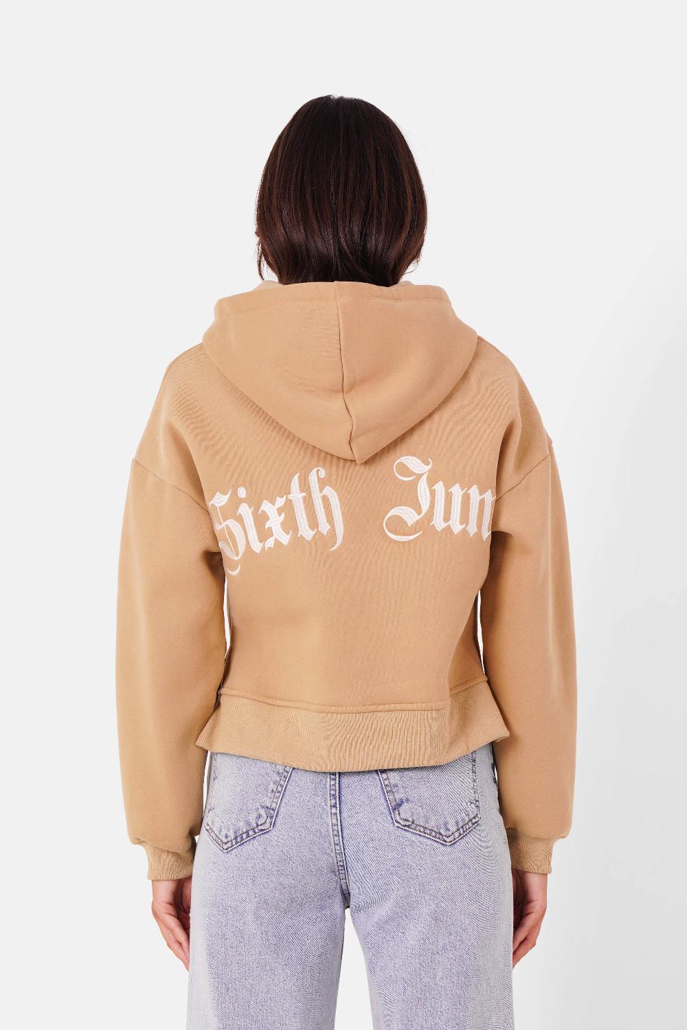sixth june Sweatshirt capuche logo gothique Beige