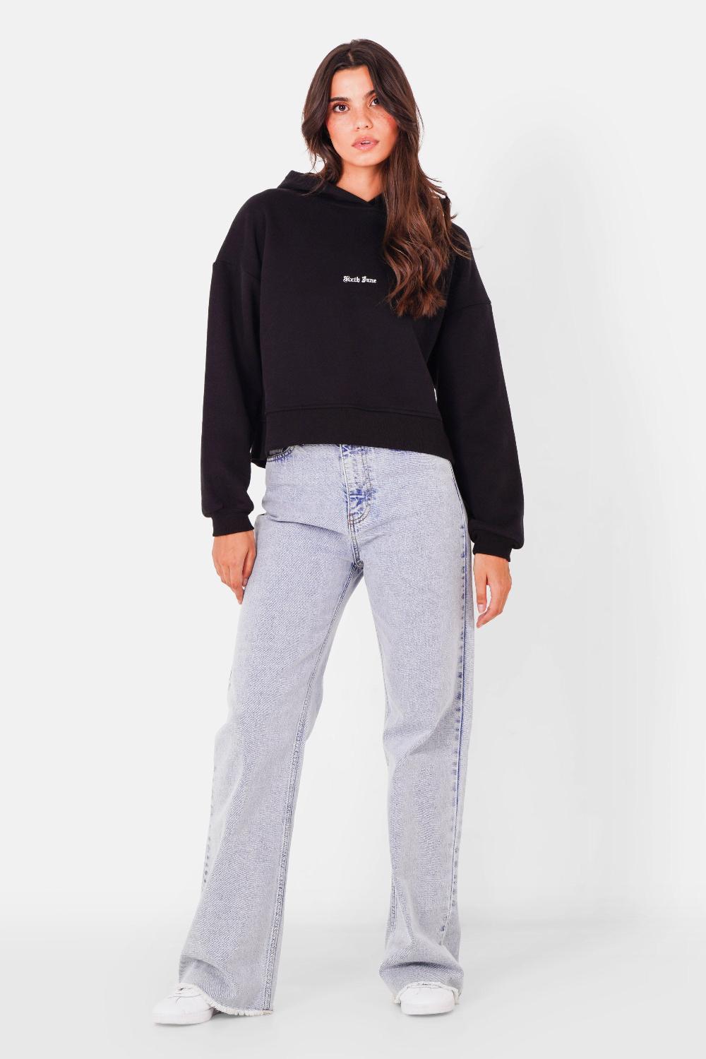 Sixth June Sweatshirt Capuche Logo Gothique Noir