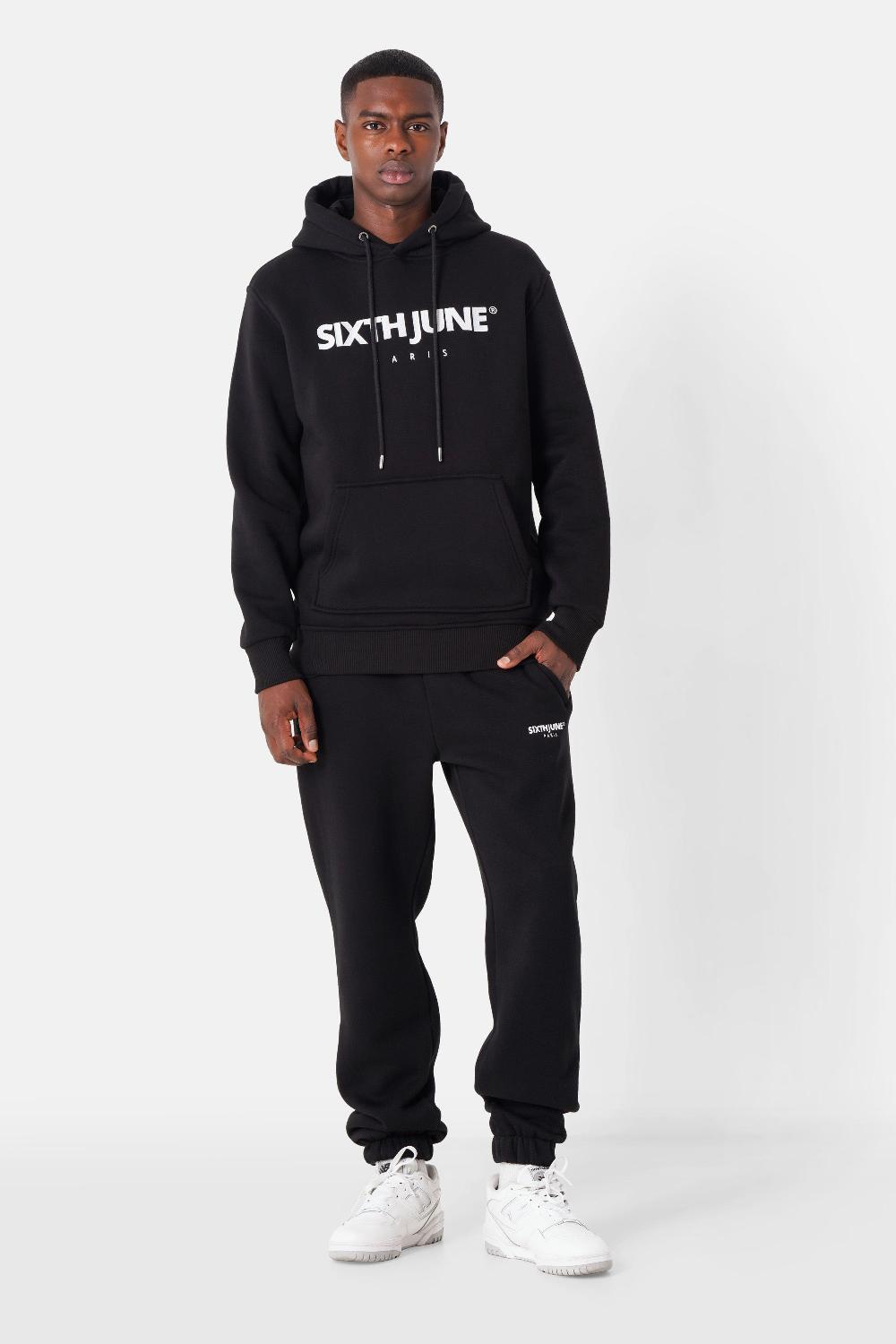 Sixth June Sweatshirt Capuche Molletonné Logo Noir