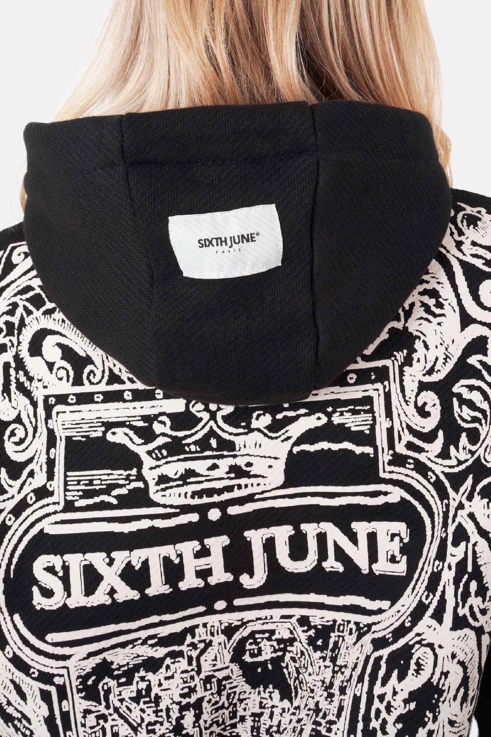 Sixth June Sweatshirt Capuche Motifs Azulejos Noir