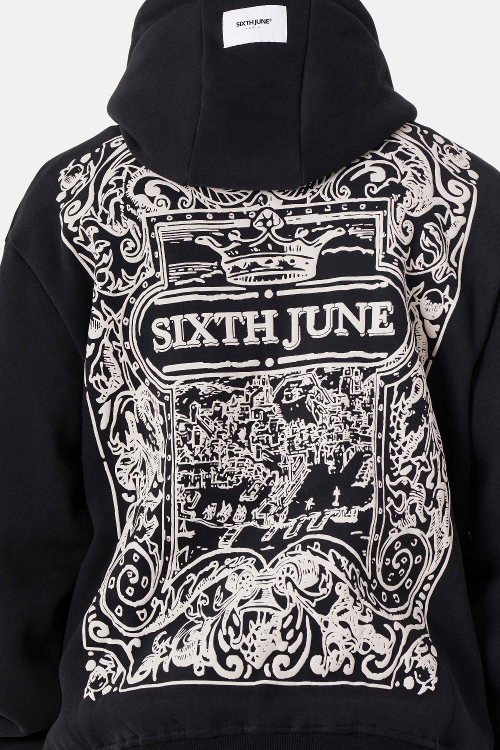 Sixth June Sweatshirt Capuche Motifs Azulejos Noir
