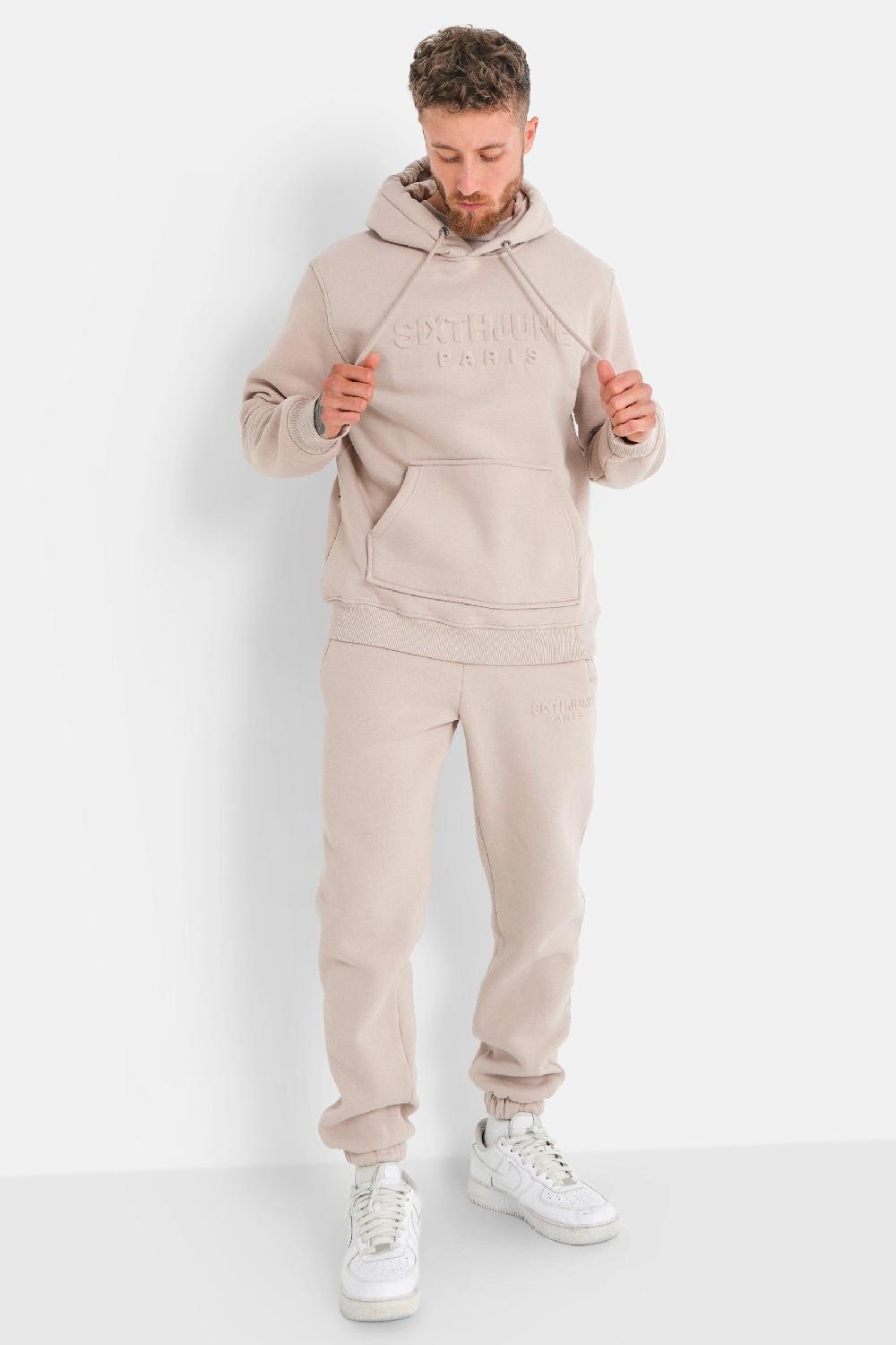 Sixth June Sweatshirt Capuche Relief Beige