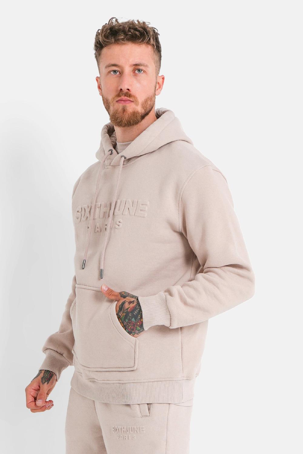 Sixth June Sweatshirt Capuche Relief Beige