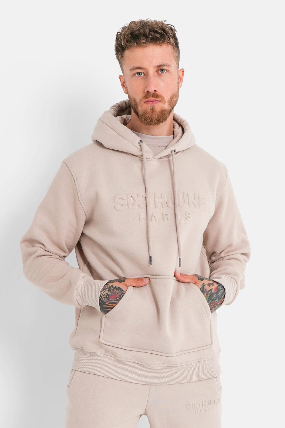 sixth june Sweatshirt capuche relief Beige