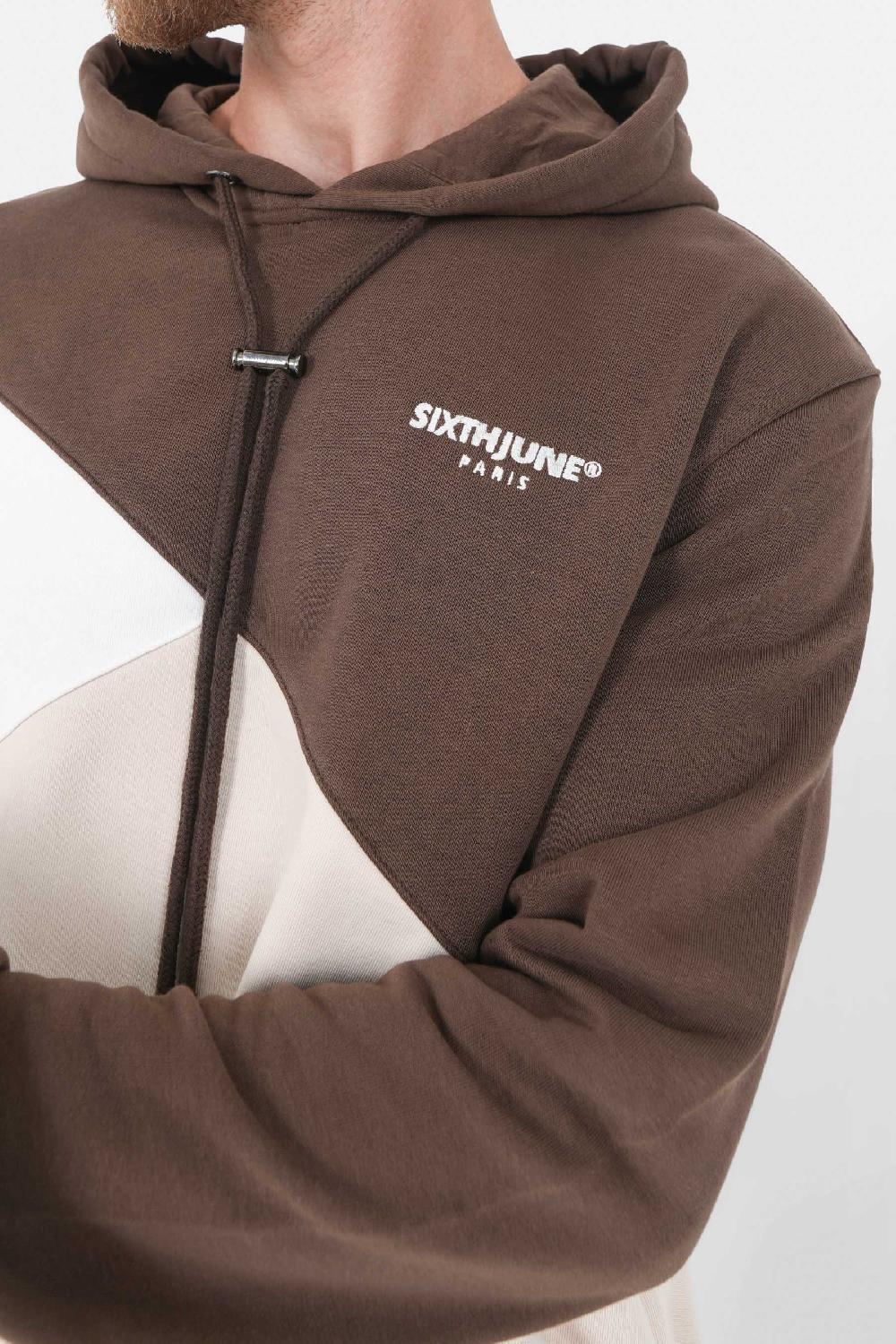 Sixth June Sweatshirt Capuche Tricolore Marron