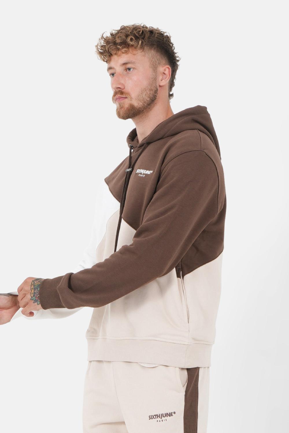 Sixth June Sweatshirt Capuche Tricolore Marron