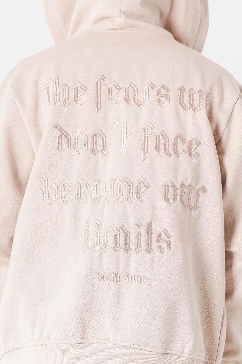 Sixth June Sweatshirt Capuche Zip Citations Beige