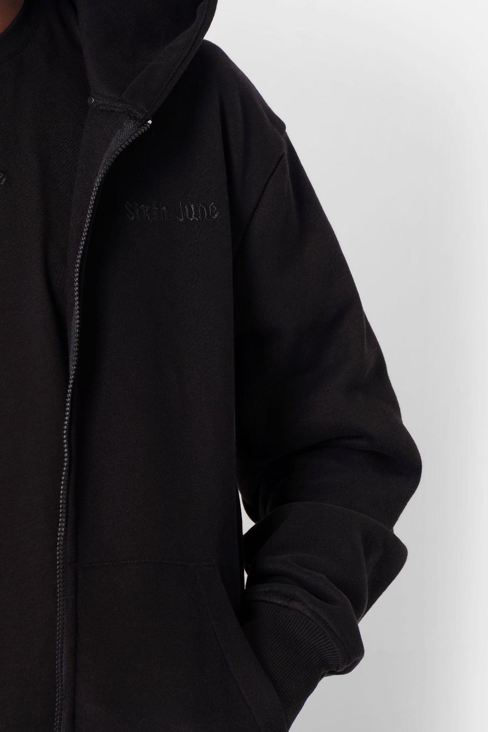 Sixth June Sweatshirt Capuche Zip Citations Noir