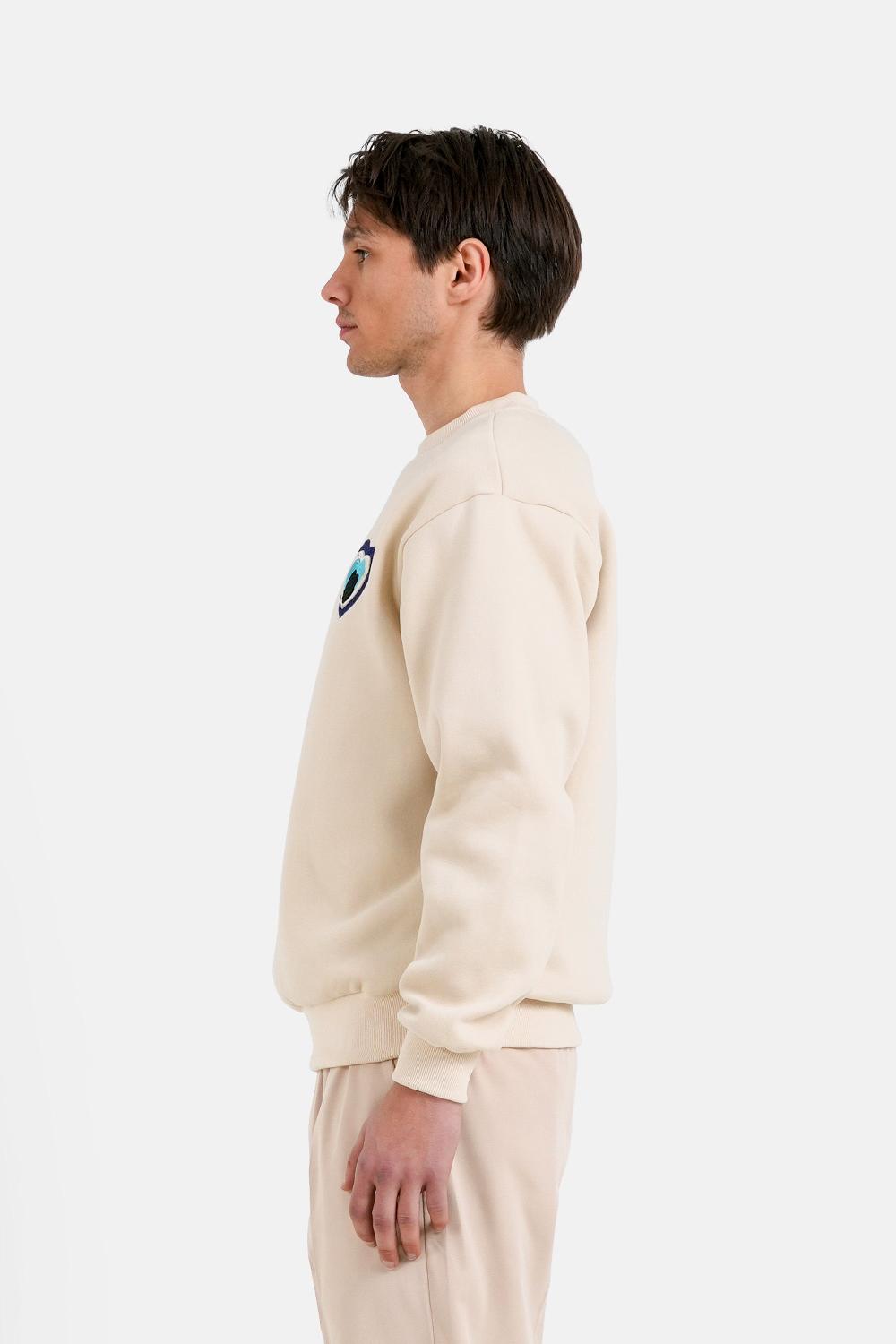 Sixth June Sweatshirt Coeur Patch Brodé Beige