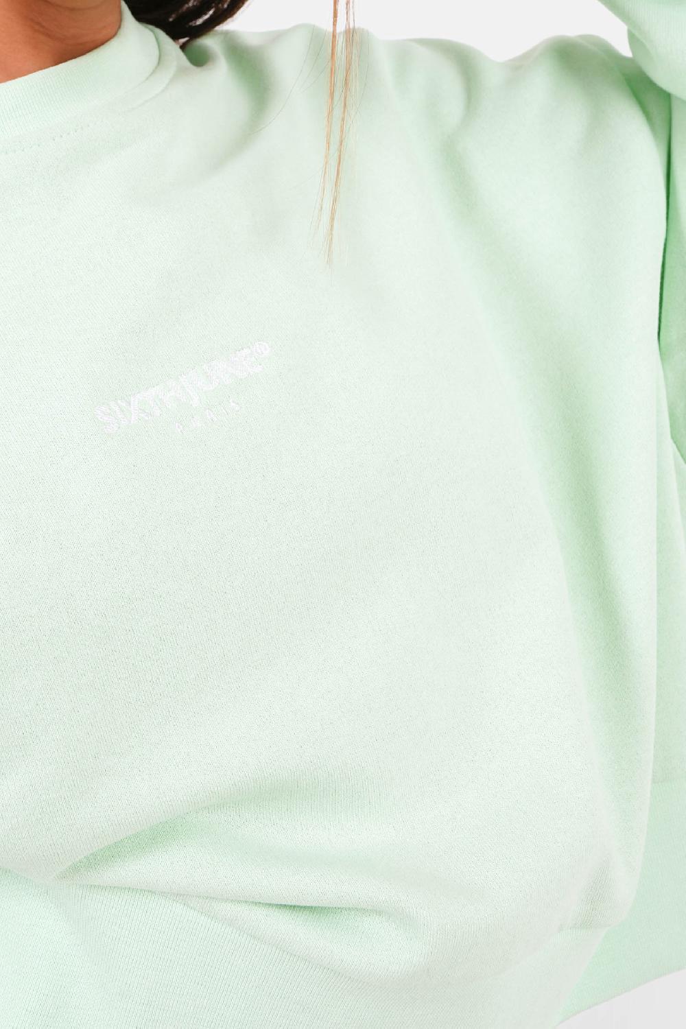 Sixth June Sweatshirt Court Brodé Vert Clair