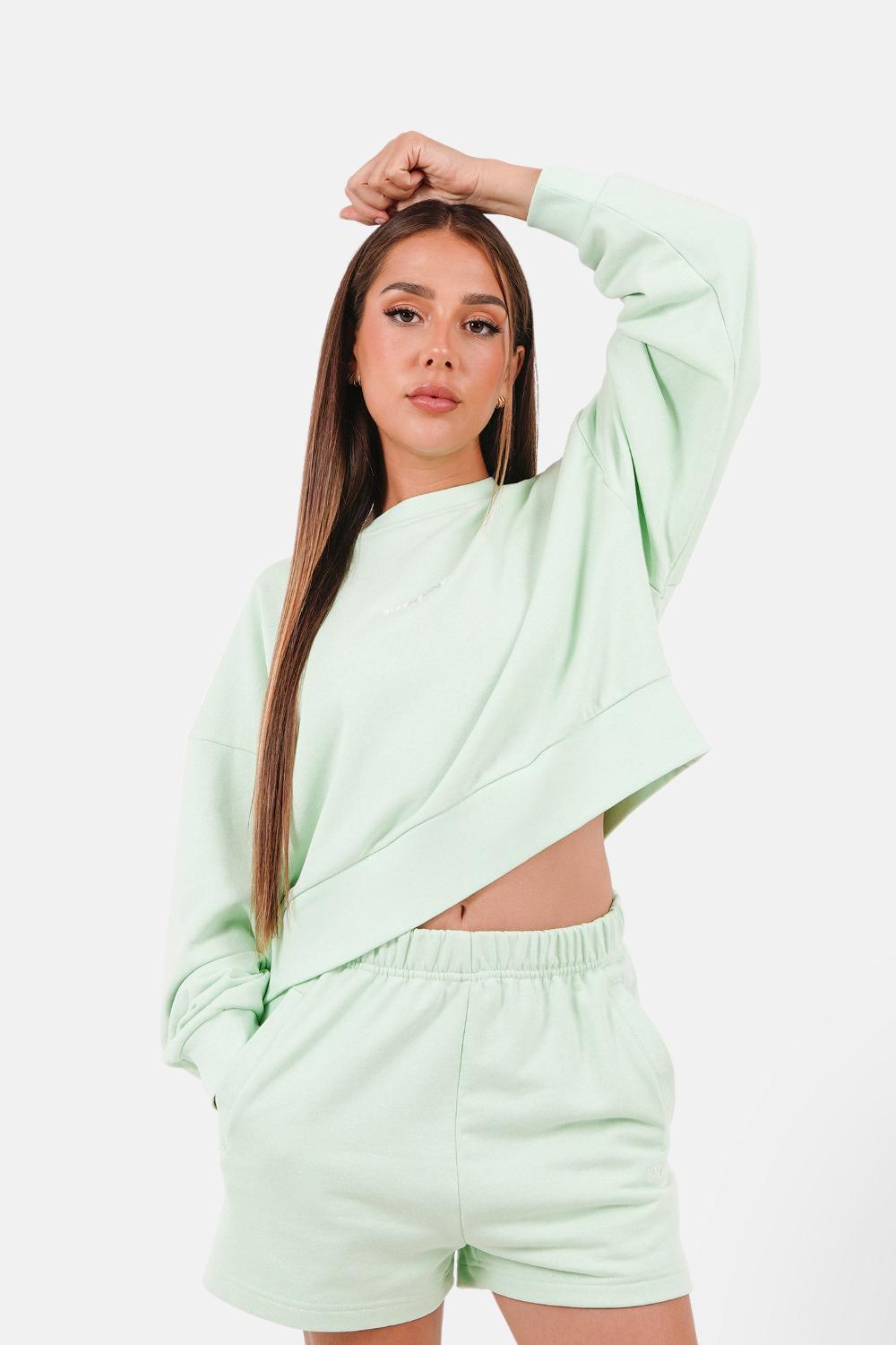 sixth june Sweatshirt court brodé Vert clair