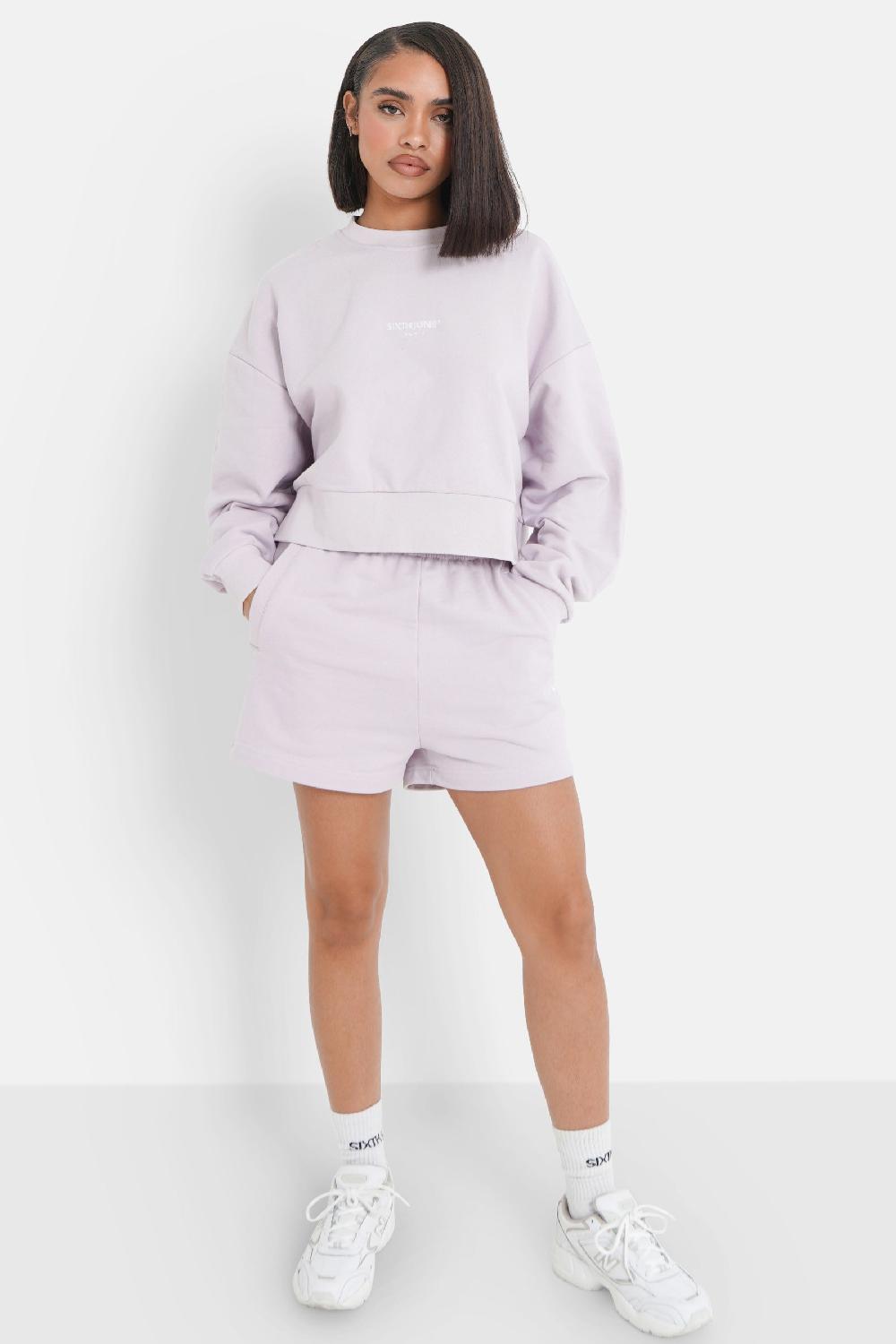 Sixth June Sweatshirt Court Brodé Violet Clair