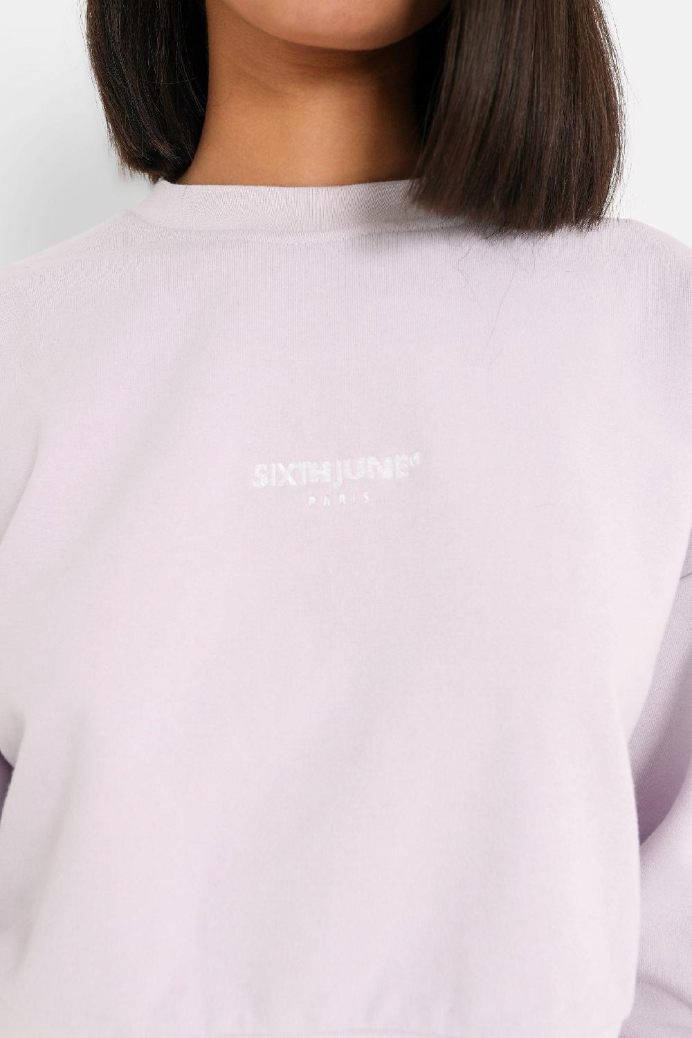 Sixth June Sweatshirt Court Brodé Violet Clair