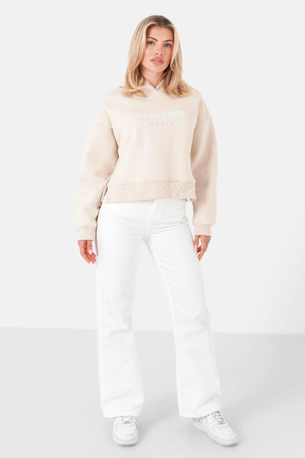 Sixth June Sweatshirt Court Logo Brodé Beige