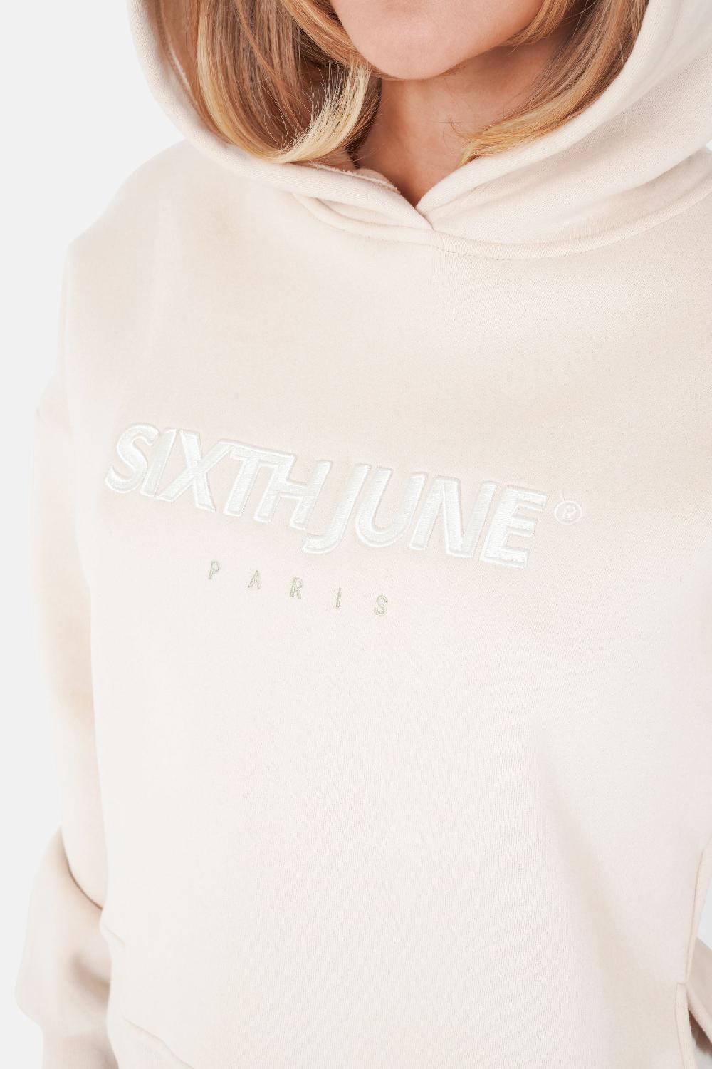 Sixth June Sweatshirt Court Logo Brodé Beige