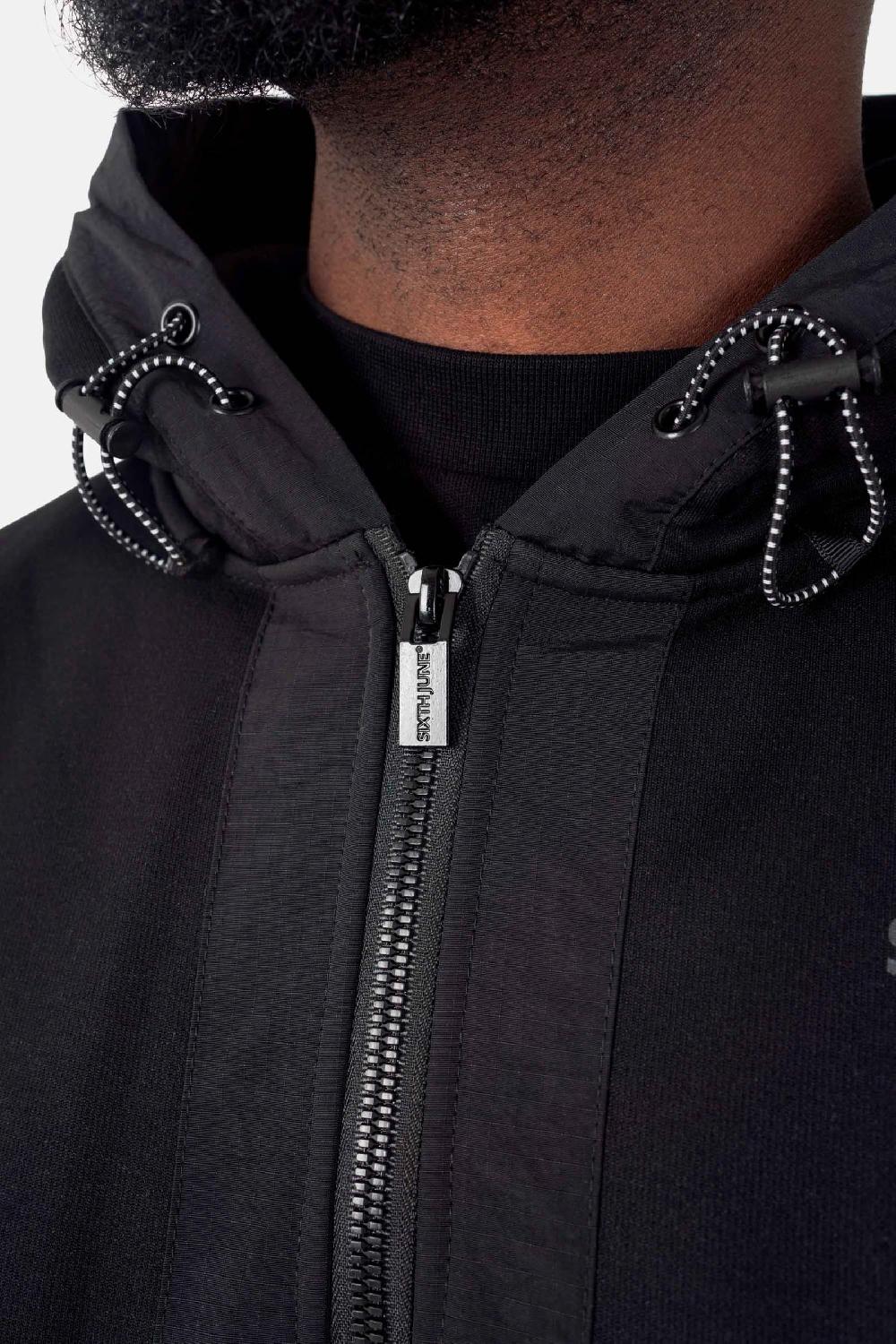 Sixth June Sweatshirt Details Zip Capuche Noir