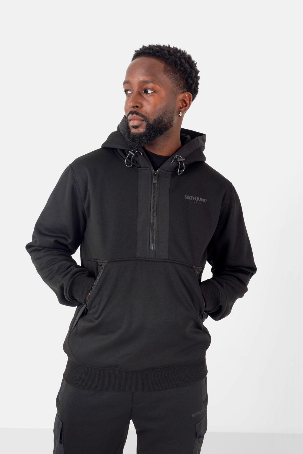 sixth june Sweatshirt details zip capuche Noir