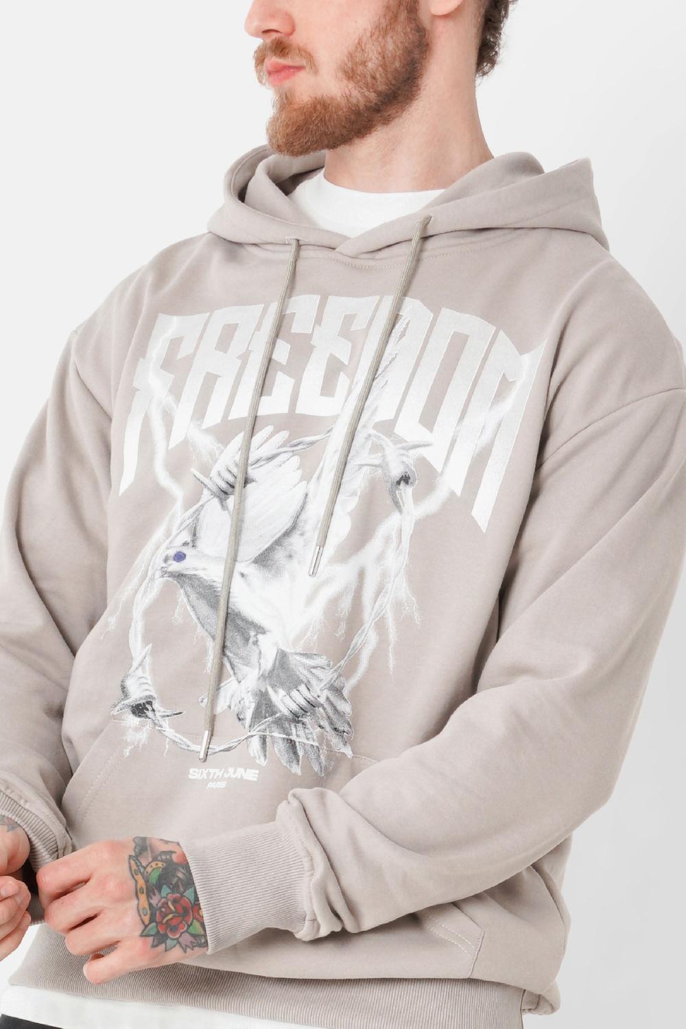 Sixth June Sweatshirt Imprimé Freedom Beige