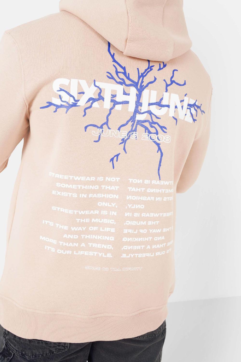 Sixth June Sweatshirt Imprimé Tonnerre Logo Beige