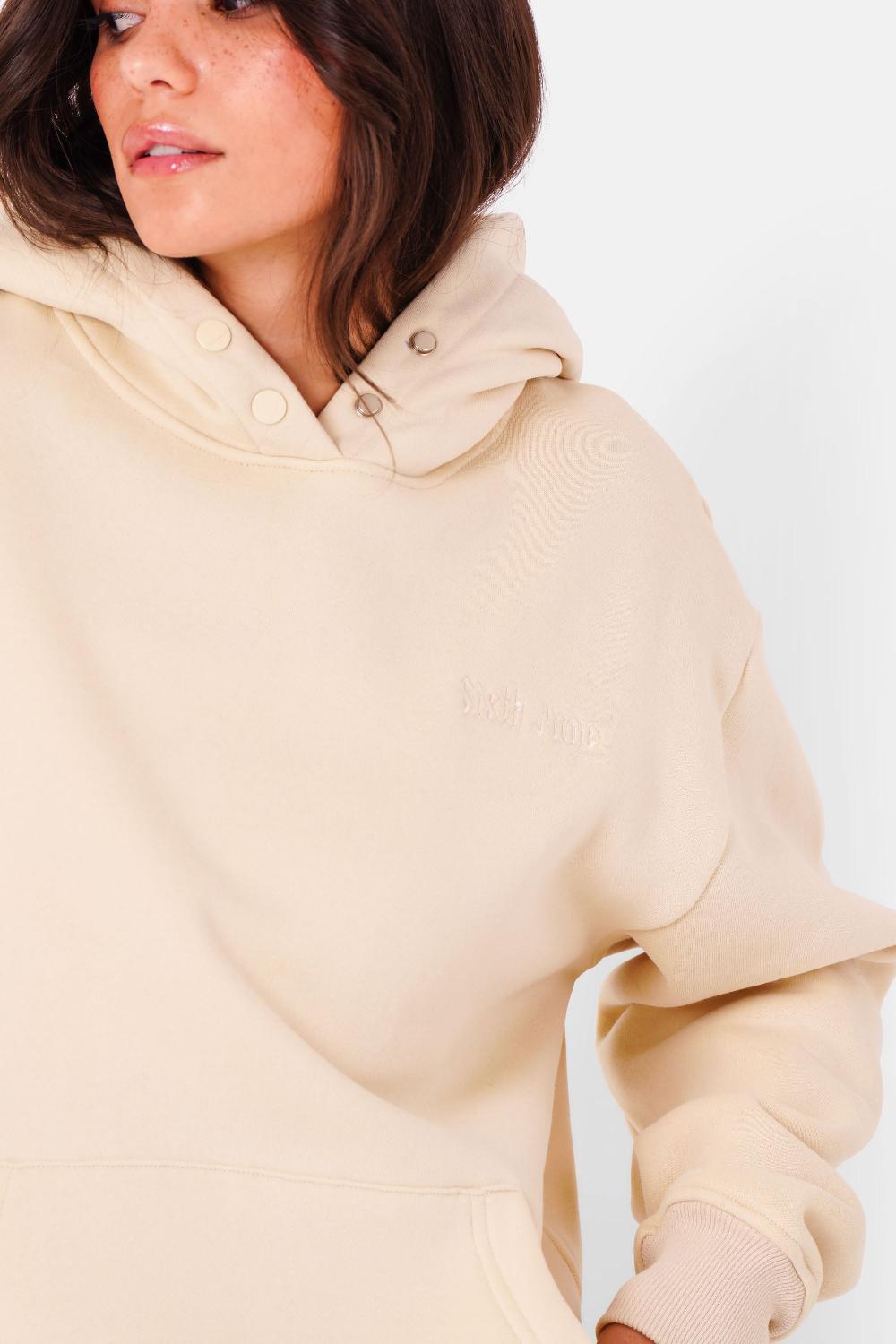 Sixth June Sweatshirt Logo Gothique Imprimé Beige