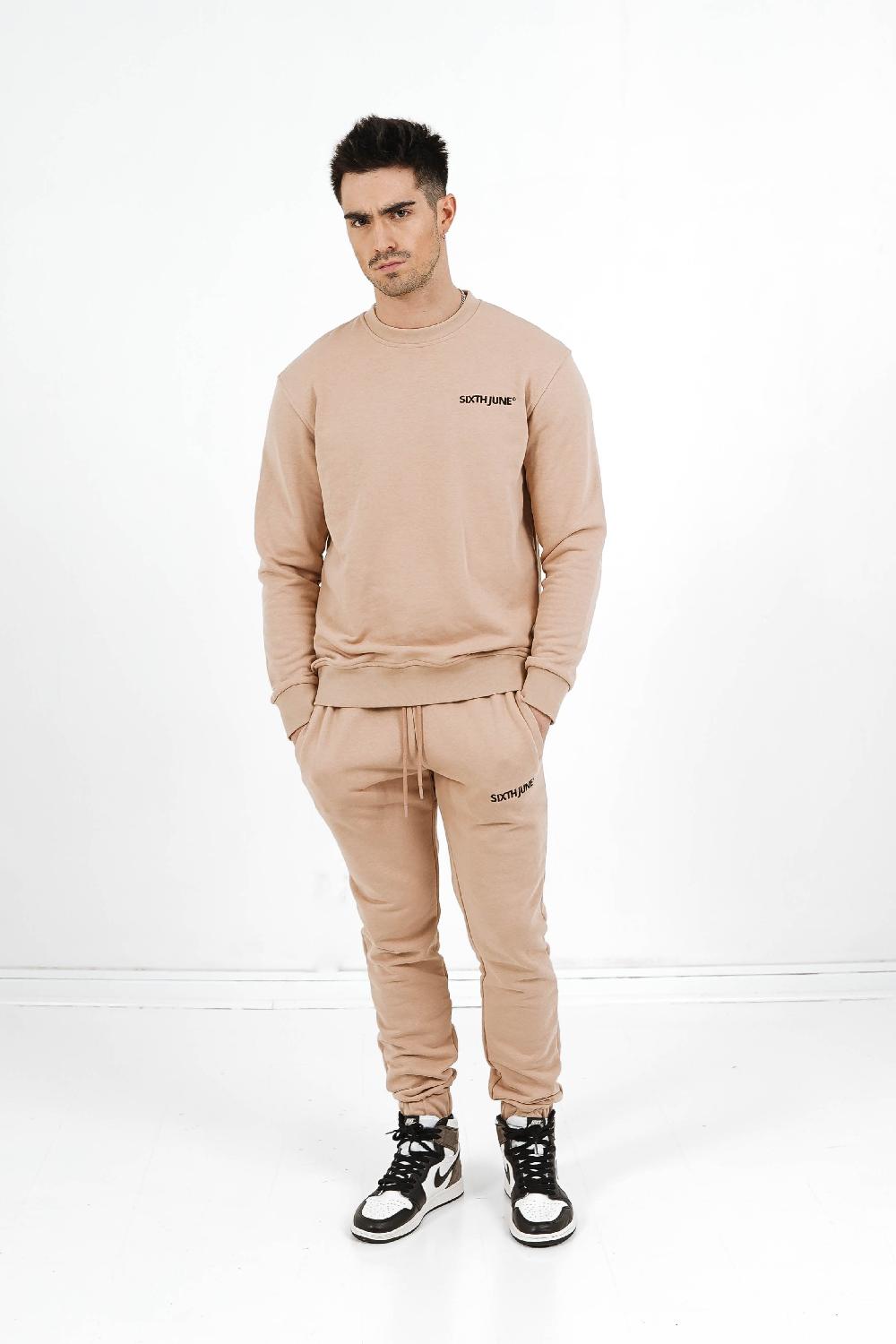Sixth June Sweatshirt Soft Logo Brodé Beige Clair