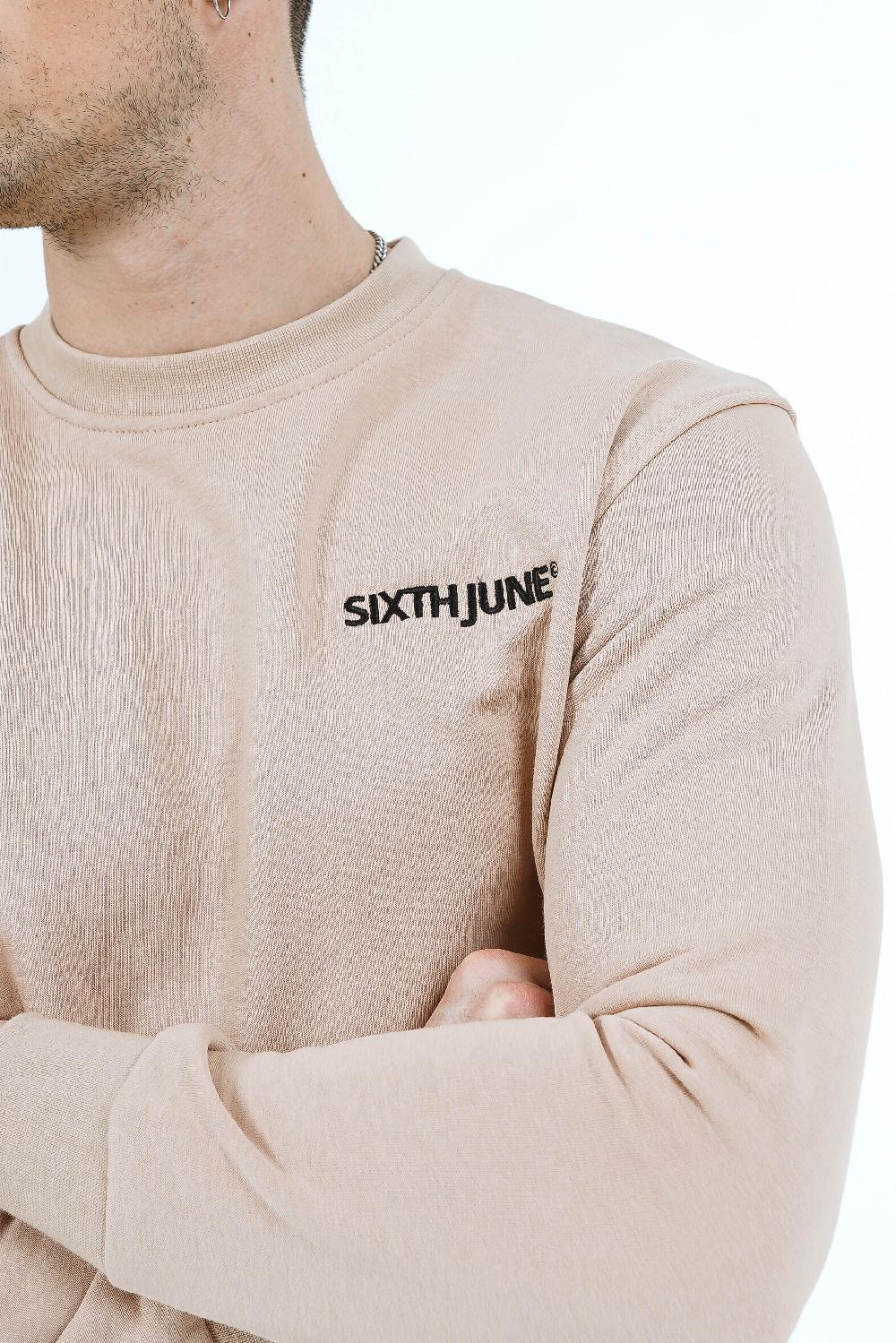 Sixth June Sweatshirt Soft Logo Brodé Beige Clair