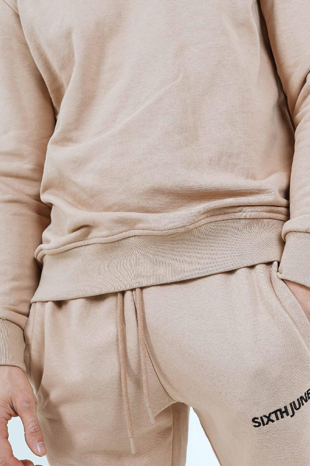 Sixth June Sweatshirt Soft Logo Brodé Beige Clair