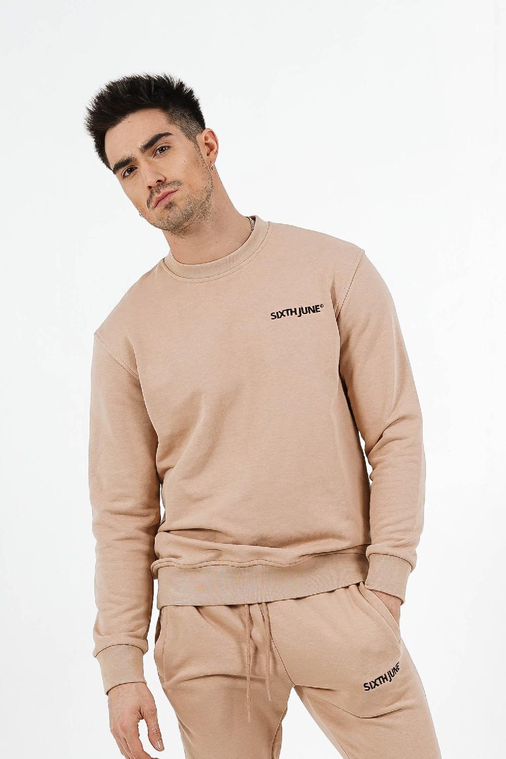 sixth june Sweatshirt soft logo brodé Beige clair