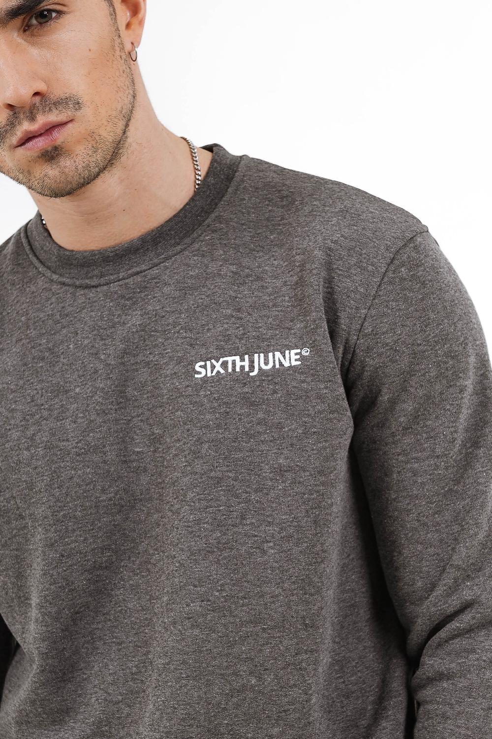 Sixth June Sweatshirt Soft Logo Brodé Gris Foncé