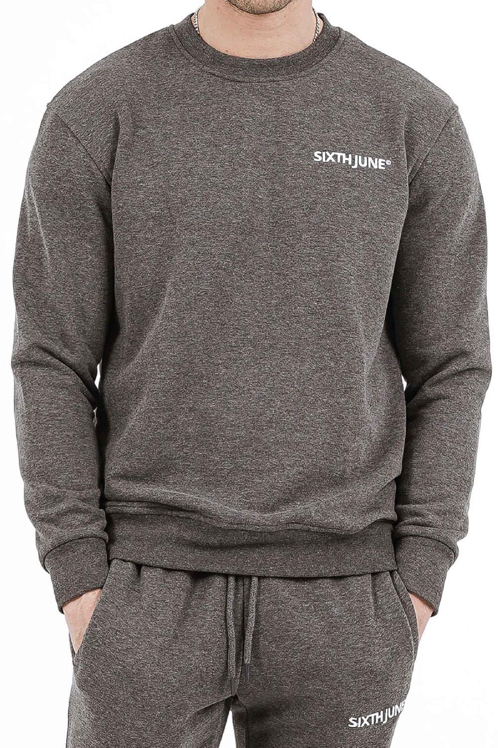 Sixth June Sweatshirt Soft Logo Brodé Gris Foncé